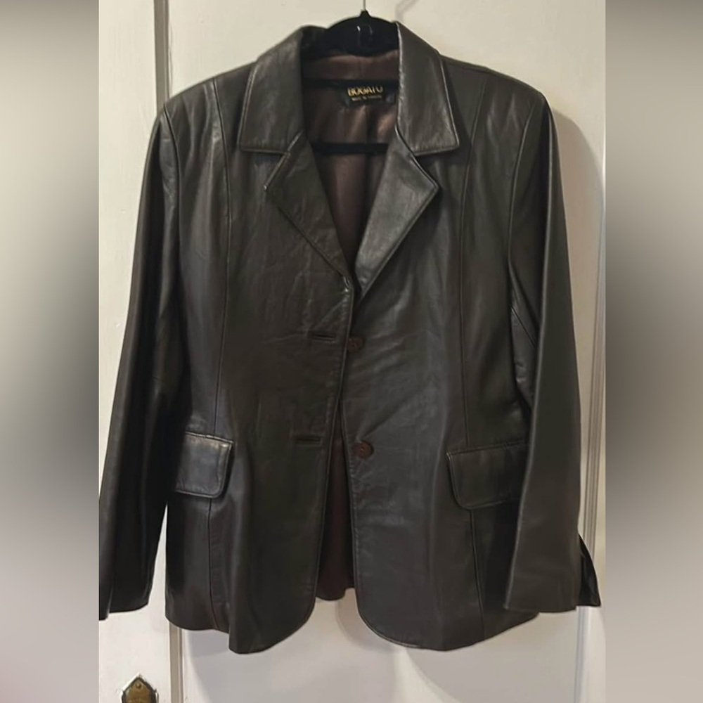 Dark Brown Ladies Leather Jacket